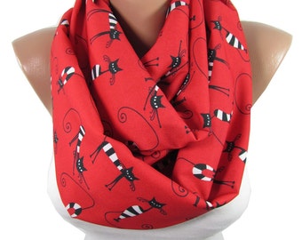 Cat Scarf Infinity Scarf Animal Scarf Cat print Scarf Holiday Christmas Gift For Her For Women Winter Scarf Fashion Accessory For Pet Lover