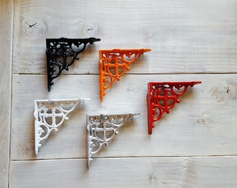 Shelf Brackets set of 2, Metal Shelf Bracket, Iron Shelf Brackets, Wood Shelf Brackets, Silver, Red, Black, White, Coral, Gold - Shabby Chic