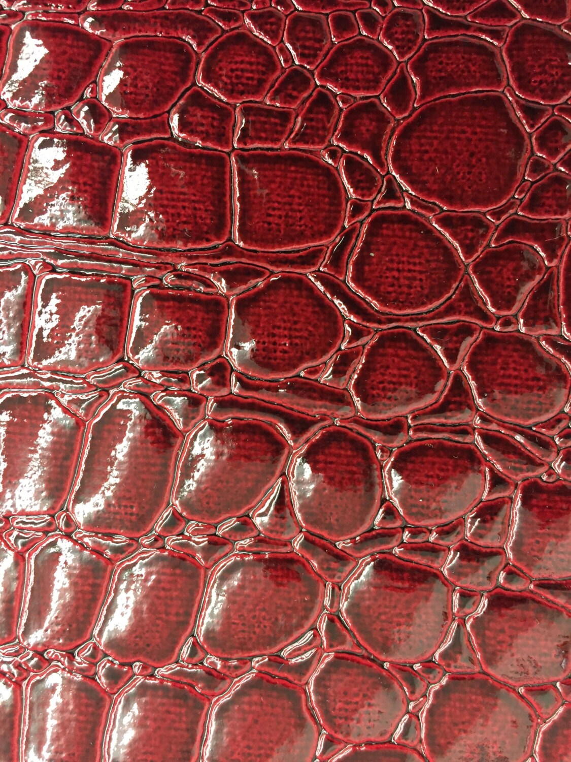Vinyl Crocodile Burgundy Fake Leather Upholstery Fabric By the
