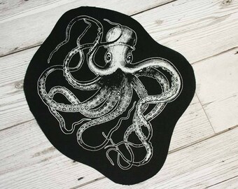 Octopus patch - cthulhu patch, large sew on punk patch, Seapunk, nu goth patch, nu goth fashion lovecraft patch, screen print patch, squid