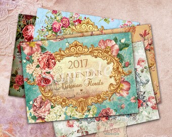 2017 calendar, calendar 2017 printable, 2017 desk calendar, 2017 Monthly Calendar, calendar easel, desk calendar, calendar, SHABBY CHIC