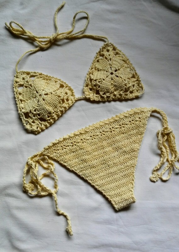 Items similar to Handmade swimwear, Sexy Yellow bikini set, Micro
