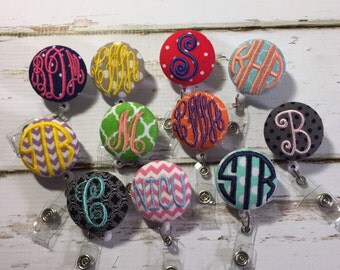 Monogram Badge Reel - Name Tag - Retractable Badge Holder - Nurse - CNA - Therapist - Teacher - Name Tag Lanyard