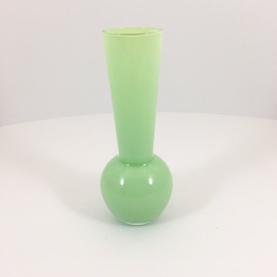 Vintage Fired On Jadeite Bud Vase