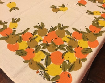 Vintage Vera tablecloth - oranges, lemons - vera neumann tablecoth - mid century Vera tablecloth