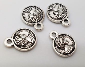 10 mm , Silver Coin Charms , Bag of 4