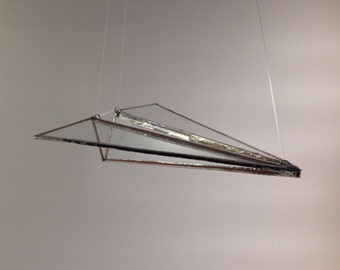 Glass Paper Airplane - Hanging Stained Glass Origami Paper Plane - Suncatcher Window Hanging - Gift for Her - Gift for Him