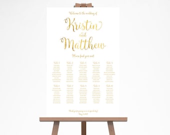 Gold Wedding Seating Chart, Faux Gold Foil Wedding Seating Chart Poster, Gold Wedding Seating Chart Board, Wedding Seating Chart GFWF