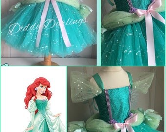 Ariel Ballgown Tutu Dress. Little Mermaid Tutu Dress.Inspired Handmade Dress.All Sizes Fully Customised. Ariel Costume Ariel Tutu Sparkly