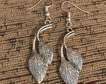 Leaves silver dangly earrings
