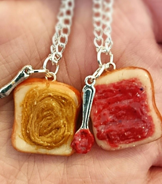 Polymer Clay Best Friends Bff Chain Necklaces Set Of 2 Peanut