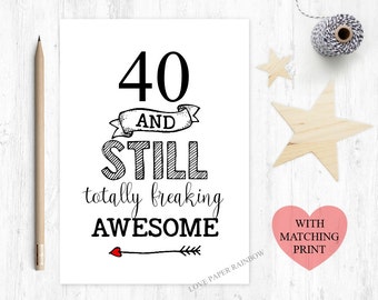 40th birthday card | Etsy