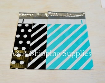 Choose the Design and Quantity, 7.5"x10.5" Poly Envelopes, Teal Stripes bags, Black Bags,Quality Bags, Flat Poly Mailing Shipping Bags