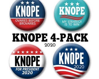 4-Pack Leslie KNOPE Buttons Badges - 2.25" Circle - Funny Parody for President -- 2020 Election political humor