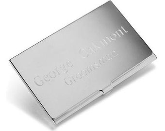 Personalized Silver Plated Business Card Case - Business Card Holder