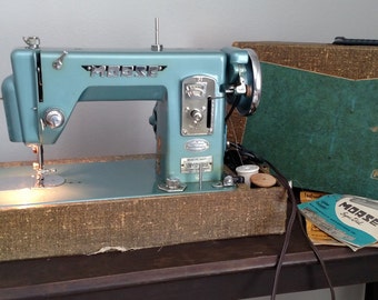 Morse "Super-Dial" Portable Sewing Machine With Original Case, Owners Manuals, & Pedal By - Morse Toyota, Vintage
