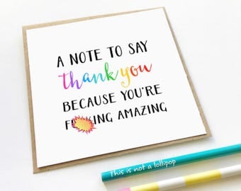 Funny Thank You Card, Mature Content Card, Naughty Card, Swear Card, Adult Card