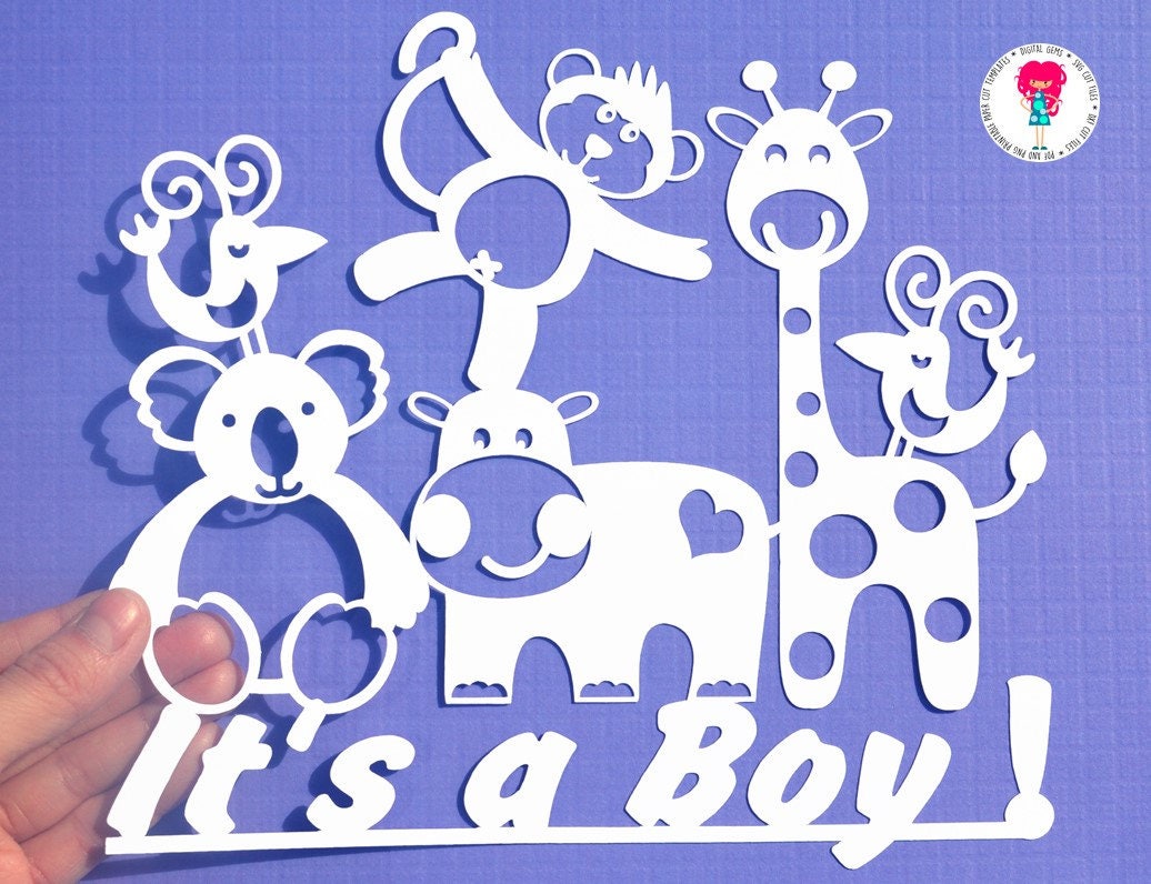 Download It's a Boy! Papercut Template SVG /DXF Cutting File For ...