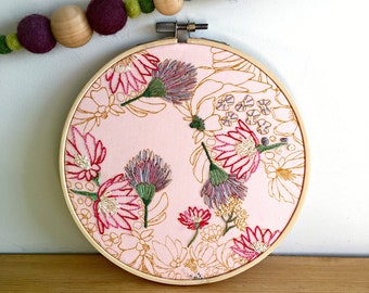 hand embroidered flowers, embroidery, floral, wedding gift, new home gift, hand stitched, wall art, embroidery hoop art, embroidery art