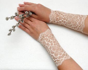 gift|for|her Lace bracelets Filigree lace cuffs Beige wedding bracelet cuff bracelet Lace wrist cuff Elegant bracelet bride accessories