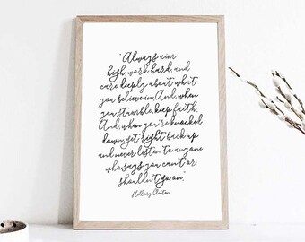 Poster,Hillary Clinton"Always aim high,work hard(...)Quote,Inspirational,Gift Idea,Typography Poster,quote,poster,star poster, motivationa