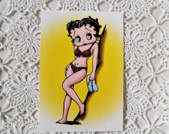 Betty Boop Postcard. Sunbathing Betty Boop. Classico San Francisco Postcards. Sunbathing Boop. Bikini Betty Boop.