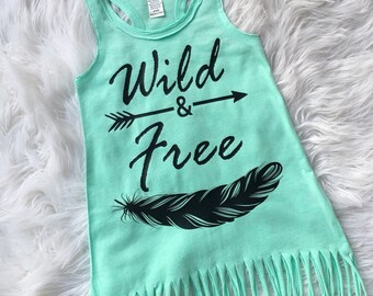 Wild and Free Fringe Dress, Fringe Dress, Toddler Fringe Dress, Infant Fringe Dress, Swimsuit Coverup, Girls Fringe Dress, Toddler Dress