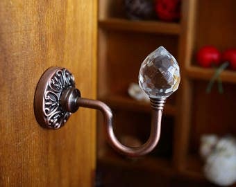 clear glass crystal wall hooks rose flower coat hook hangers decorative bath towel hangers curtain tie - Decorative Bath Towels clear glass crystal wall hooks rose flower coat hook hangers decorative bath towel hangers curtain tie - Decorative Bath Towels
