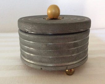 1930's Musical Lady's Powder Box Pewter/Metal
