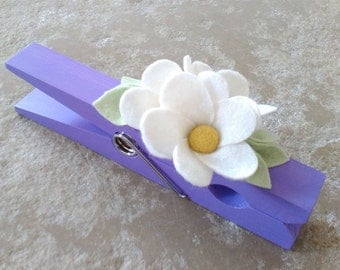 Giant clothespin, giant peg, oversized peg, gift for office, peg paperholder, wooden peg, office accessory, felt flowers, painted peg