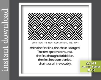 Star Trek Quote, Star Trek printable, sci fi printable, sci fi gift, sci fi art, geometric op art, Picard quote, civil rights, dorm art