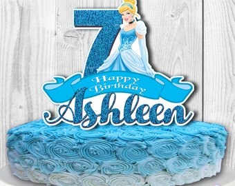CINDERELLA Cake Topper, Disney Princess Cinderella Cake Topper, Disney Princess Centerpiece, PERSONALIZED, Digital File, You Print