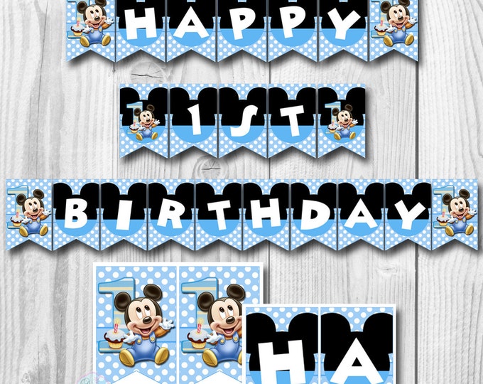 Baby MICKEY MOUSE Birthday Banner, Baby Mickey Mouse Banner, Mickey Mouse 1st Birthday Banner, Mickey Mouse Banner, PRINTABLE