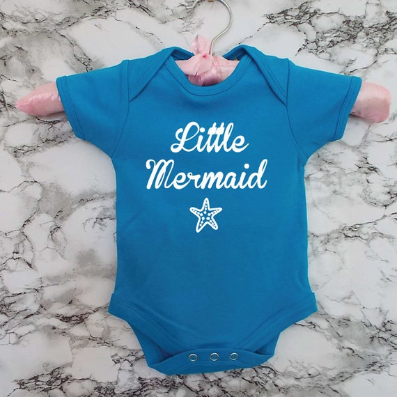 Little Mermaid Baby Grow. Cute Mermaid Baby Onesie. By Sopinkuk