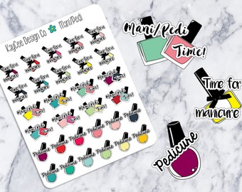 Manicure & Pedicure Trackers / Planner Stickers / Hand Drawn / Tracking / Erin Condren / MAMBI / Filofax / Kikki K / Scrapbook