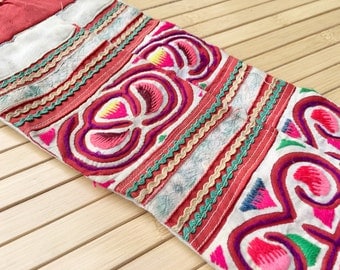 Vintage Hmong Embroidery Panel, Tribal fabric, Folk art textile, Miao, Rare Hmong Textile, DIY textile, tapestry, applique, embroidery