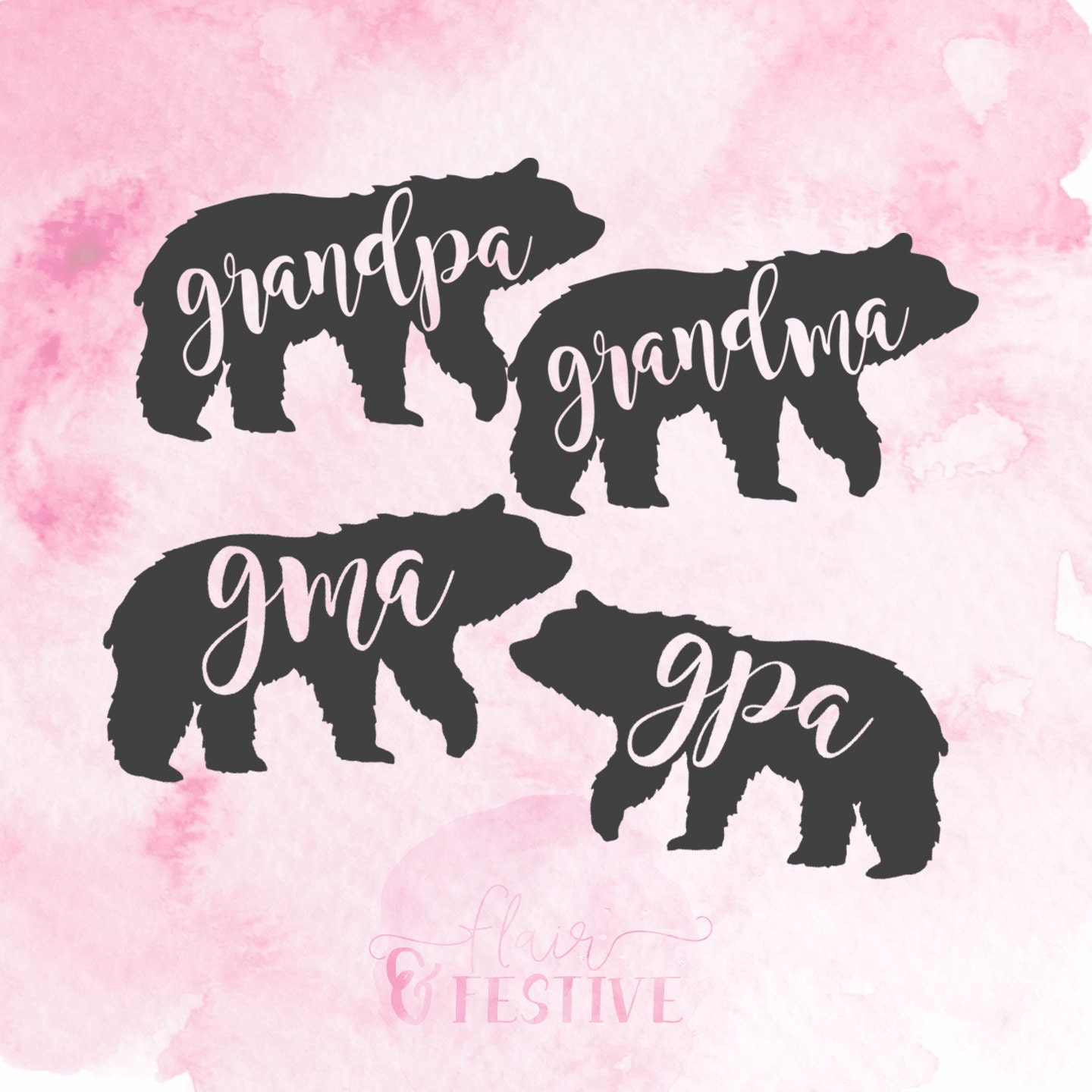 Download Grandparents Svg Bear Pack SVG Cut File by FlairandFestive ...