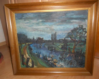 Oil painting, "The Hamme in Worpswede".