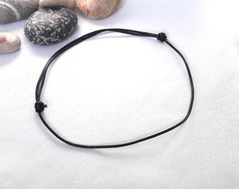 Leather necklace Mens necklace Surfer Necklace men choker Black Adjustable Necklace Simple Cord Necklace Knot Necklace Unisex Leather Choker