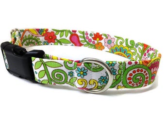 Paisley dog collar, Lily dog collar, Vera Dog collar, Girl dog collar, floral dog collar, female dog collar, pink dog collar, large collar