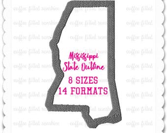 MISSISSIPPI STATE Embroidery, 14 Formats, 8 Sizes, MS Applique, Instant Download, Embroidery Pattern, Embroidery File, State Applique