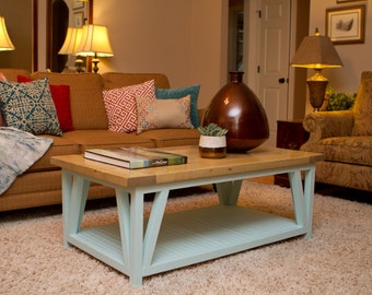 Arctic Blue Farmhouse Coffee Table