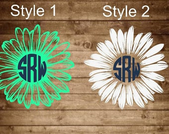 Monogram Daisy Decal, Monogram Decal, Monogram Yeti Decal, Yeti Decal, Monogram Sticker, Daisy Sticker, Flower Decal, Flower Sticker