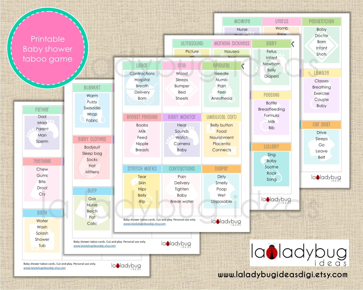 Baby shower taboo printable game. Baby shower taboo printable