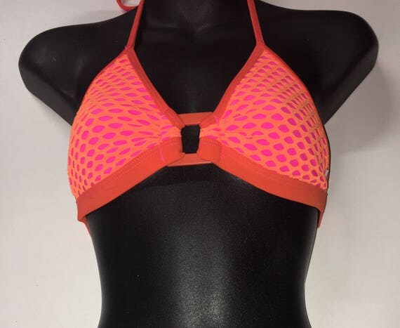 ONEof aKIND *** MissManeater VANDALIZE buckle front fixed thick bind triangle boutique bikini top *** MAX coverage!