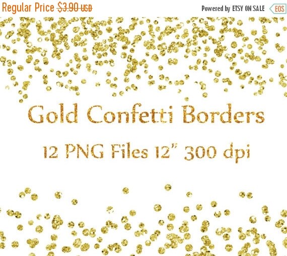 50%SALE Gold Confetti Borders clipart: GLITTER CONFETTI