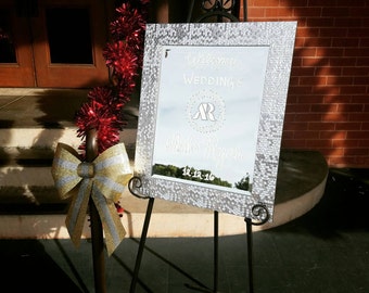 Custom hand painted Welcome Wedding Mirror - Make a grand statement with this welcome mirror sign