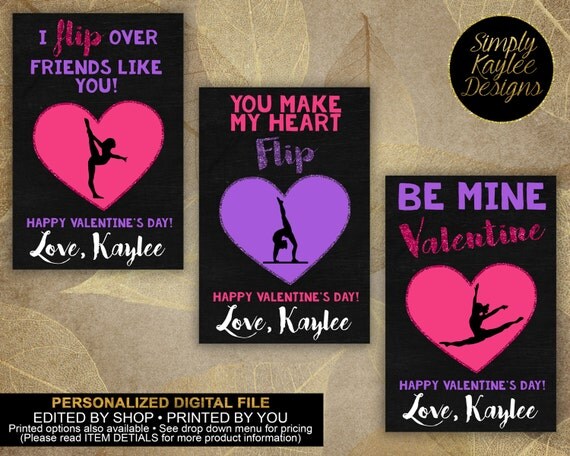 Gymnastics Valentine's Day Cards