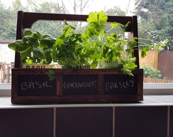 Reclaimed timber herb rack oak stained with briwax