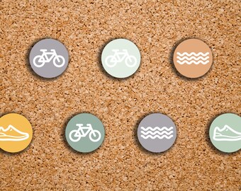 70 Triathlon stickers (Running, Swimming, Bicycling) Fitness, Workout Circle Icon Stickers for 2017 Inkwell Press IWP-C8